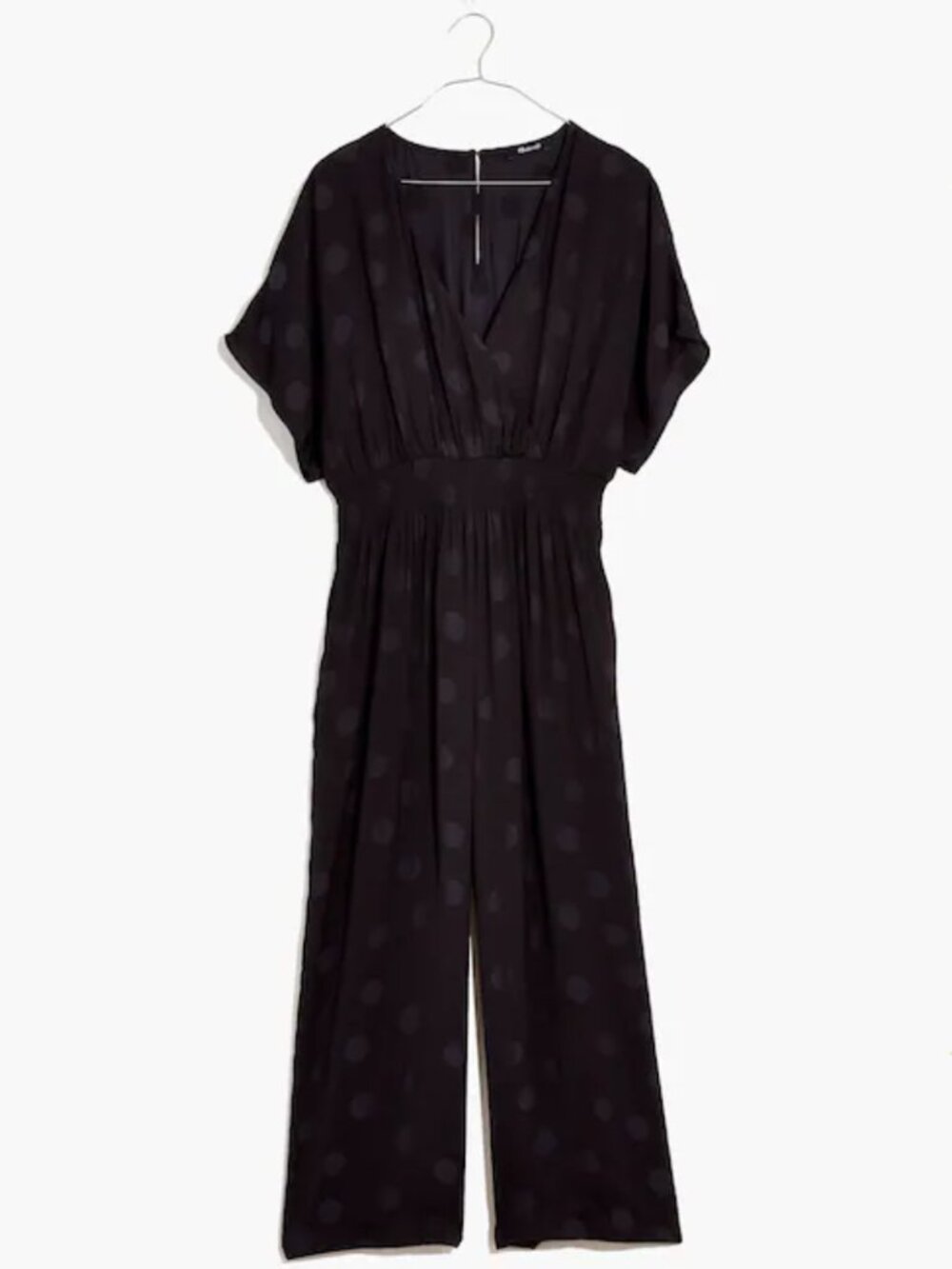 Madewell Black Polka Dot Jacquard Jumpsuit Size M NWT